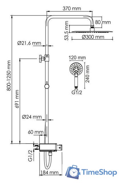 Душевая система  Wasserkraft A113.116.058.CH Thermo - Изображение №3 — Интернет-магазин Time-Shop