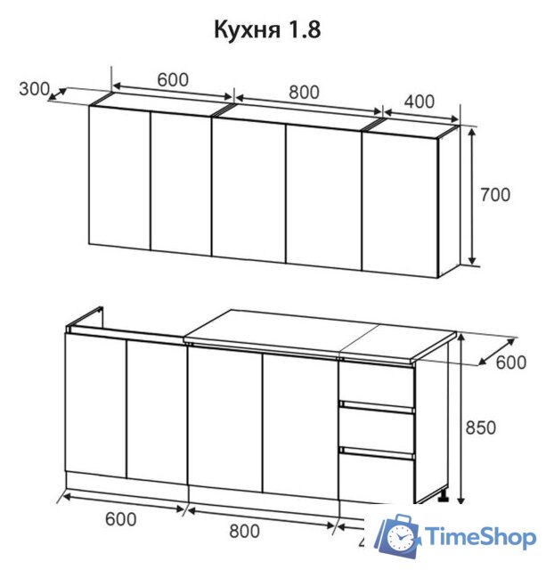 Готовая кухня Артём-Мебель Мэри СН-114 ДСП 1.8м (белый) - Изображение №6 — Интернет-магазин Time-Shop