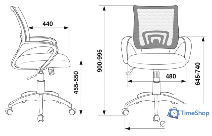 Офисное кресло Бюрократ CH-695N/DG/TW-11 (черный/серый) - Изображение №5 — Интернет-магазин Time-Shop