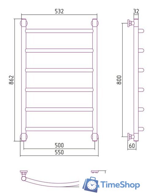 Полотенцесушитель Сунержа Галант+ 800х500 032-0200-8050 - Изображение №3 — Интернет-магазин Time-Shop