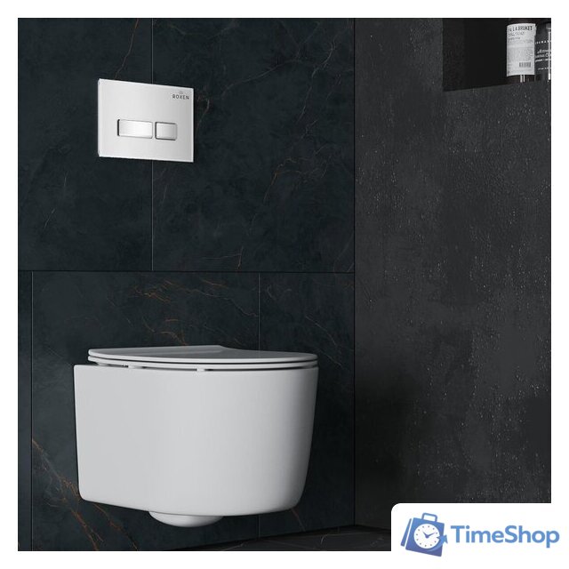 Унитаз подвесной Roxen Simple Compact в комплекте с инсталляцией StounFix Dual Fresh 6 в 1 964407 (кнопка: белое стекло) - Изображение №15 — Интернет-магазин Time-Shop