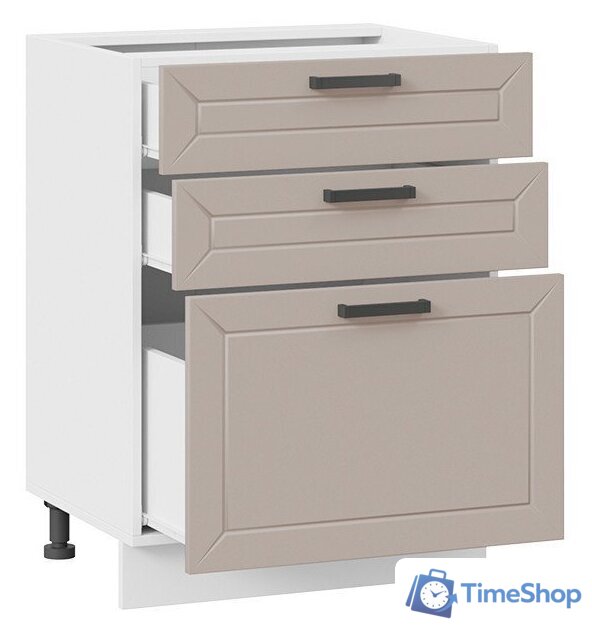 Шкаф напольный Трия Лорас 1Н6Я3 (белый/холст латте) - Изображение №2 — Интернет-магазин Time-Shop