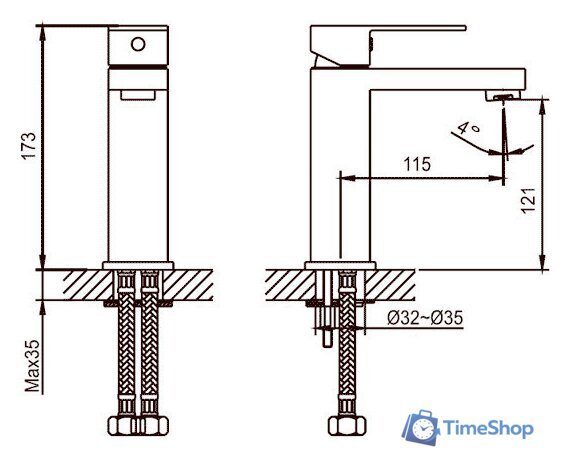 Смеситель Ahti Hamina HA201001 - Изображение №2 — Интернет-магазин Time-Shop