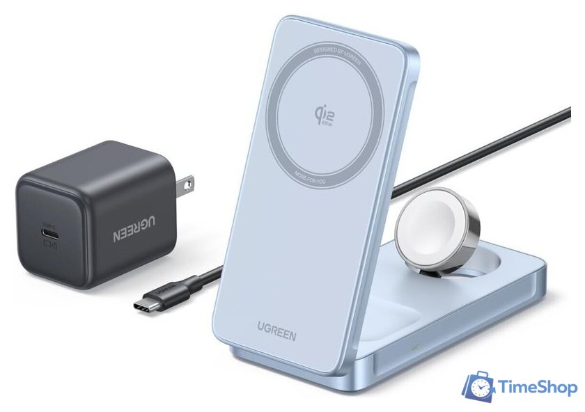 Беспроводное зарядное Ugreen W757 65901 (голубой) - Изображение №1 — Интернет-магазин Time-Shop