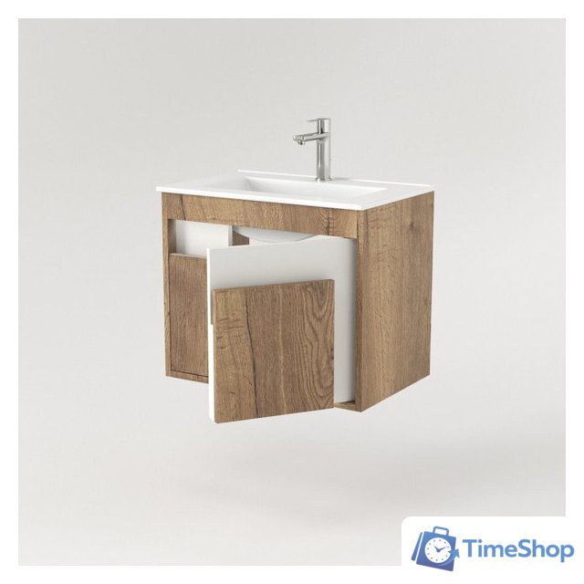  Дабер Тумба под умывальник 016 WeltWasser Deilbach 7517-60 Т16.6W.0.21_light (с подсветкой, дуб галифакс/белый) - Изображение №3 — Интернет-магазин Time-Shop