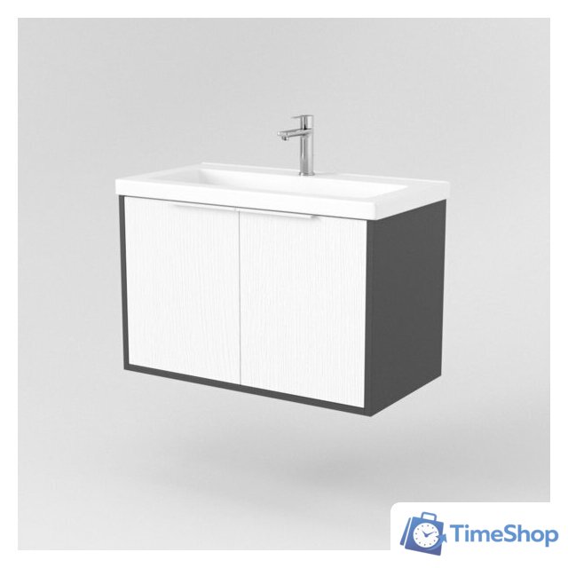  Дабер Тумба под умывальник 018 Тобага/Эридан 80 Т18.8Т.0.20Б (белый древесный/серый/ручка белая) - Изображение №2 — Интернет-магазин Time-Shop