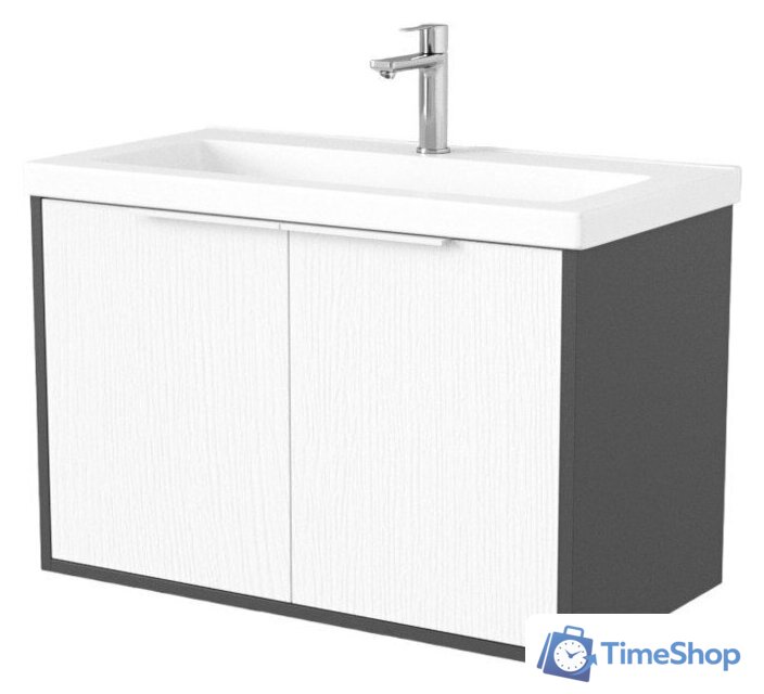  Дабер Тумба под умывальник 018 Тобага/Эридан 80 Т18.8Т.0.20Б (белый древесный/серый/ручка белая) - Изображение №1 — Интернет-магазин Time-Shop