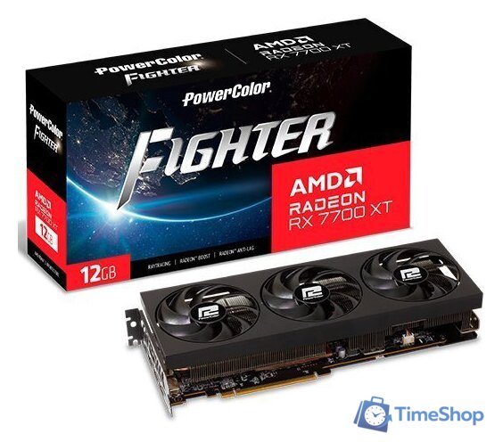 Видеокарта PowerColor Fighter Radeon RX 7700 XT 12GB GDDR6 RX 7700 XT 12G-F/OC - Изображение №2 — Интернет-магазин Time-Shop