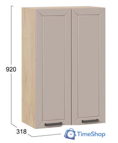 Шкаф навесной Трия Лорас 1ВВ6 с двумя дверями (дуб крафт золотой/холст латте) - Изображение №3 — Интернет-магазин Time-Shop