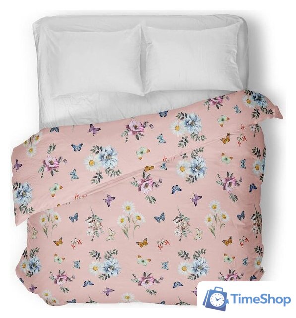 Евромакси комплект постельного белья Samsara Home Бабочки на розовом Евро Сат220ПоЦ-7 - Изображение №1 — Интернет-магазин Time-Shop
