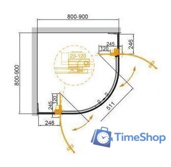 Душевой уголок Cezares SLIDER-R-2-80/90-C-Cr - Изображение №2 — Интернет-магазин Time-Shop