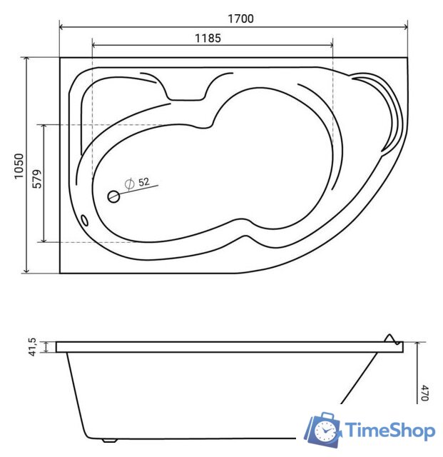 Ванна Lauter Geneva 170x105 2103170L (с каркасом) - Изображение №11 — Интернет-магазин Time-Shop