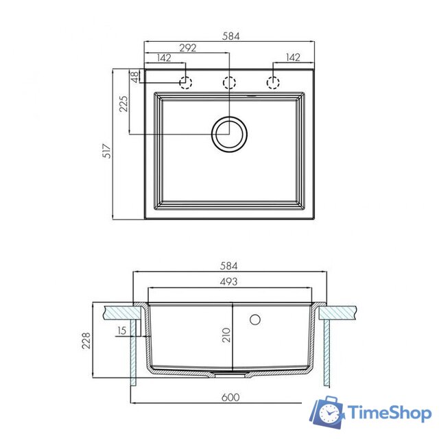 Кухонная мойка Акватон Линеа 58 (песочный) - Изображение №3 — Интернет-магазин Time-Shop