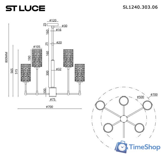 Подвесная люстра ST Luce SL1240.303.06 - Изображение №4 — Интернет-магазин Time-Shop