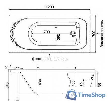 Ванна Aquanet West 120x70 - Изображение №8 — Интернет-магазин Time-Shop