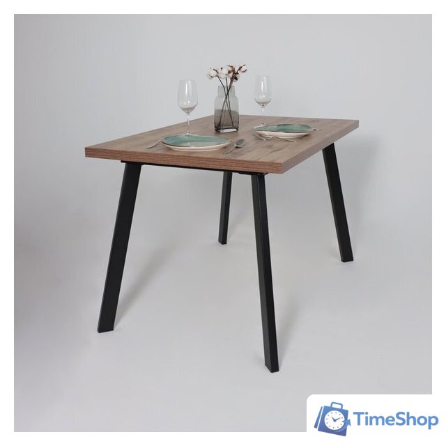 Кухонный стол Мамадома Borg-120 раздвижной 120-160х80 (дуб веллингтон/черный) - Изображение №6 — Интернет-магазин Time-Shop