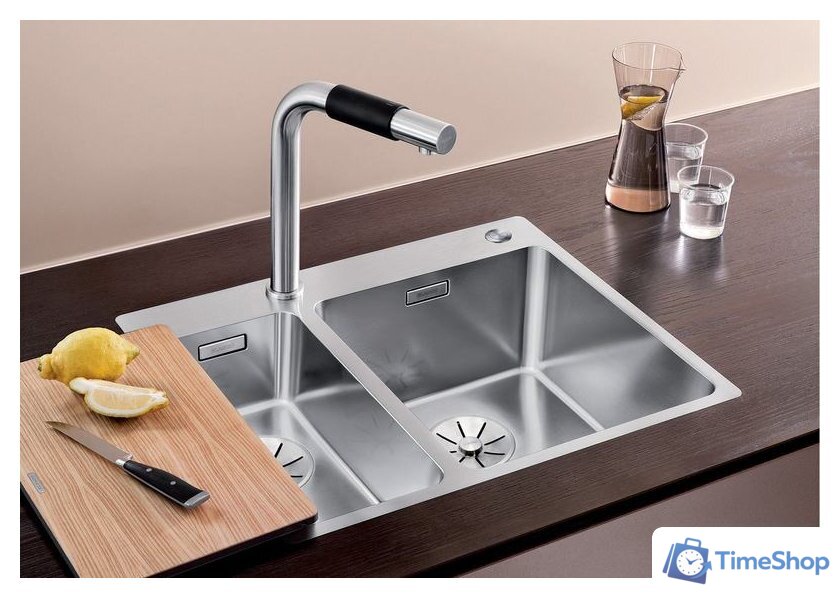 Кухонная мойка Blanco Andano 340/180-IF/A 525247 (с клапаном-автоматом, сатин) - Изображение №3 — Интернет-магазин Time-Shop