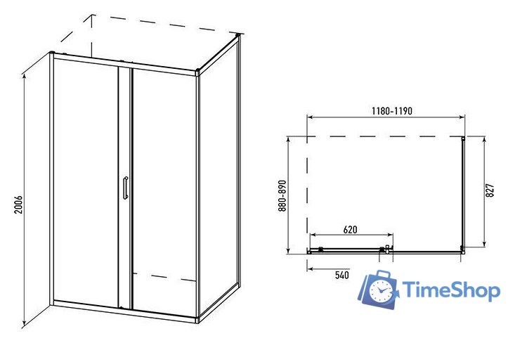Душевой уголок Alex Baitler 120x90x200 AB14120B4 - Изображение №4 — Интернет-магазин Time-Shop