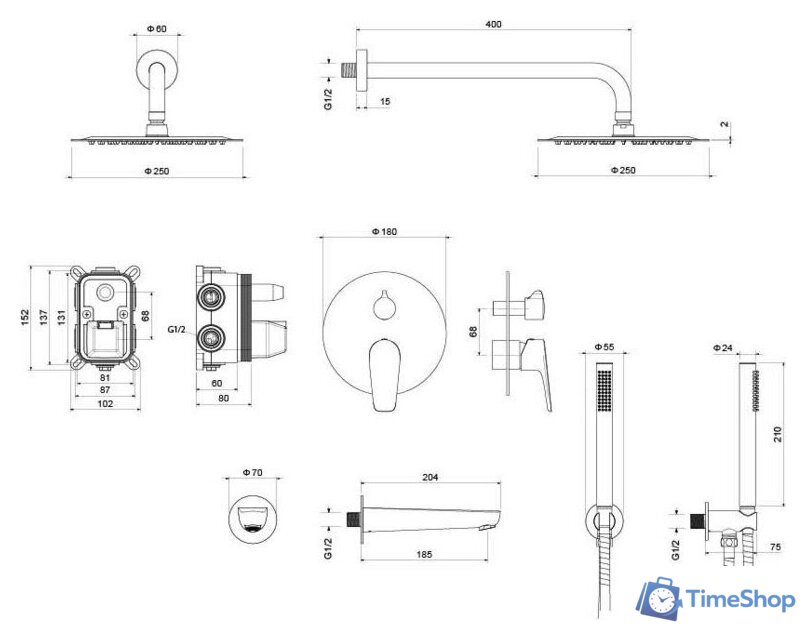 Душевая система  Aquatek Бетта AQ1173CR - Изображение №12 — Интернет-магазин Time-Shop