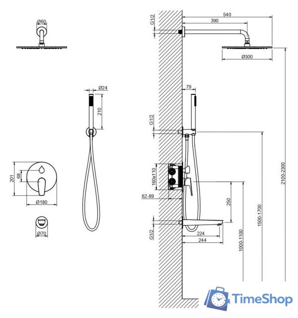 Душевая система  Aquatek Бетта AQ1173CR - Изображение №13 — Интернет-магазин Time-Shop