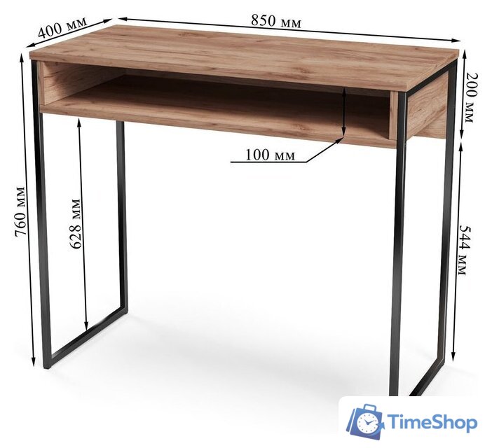 Консольный стол Soma СПМ-4-METAL (дуб золотой крафт/черный) - Изображение №4 — Интернет-магазин Time-Shop