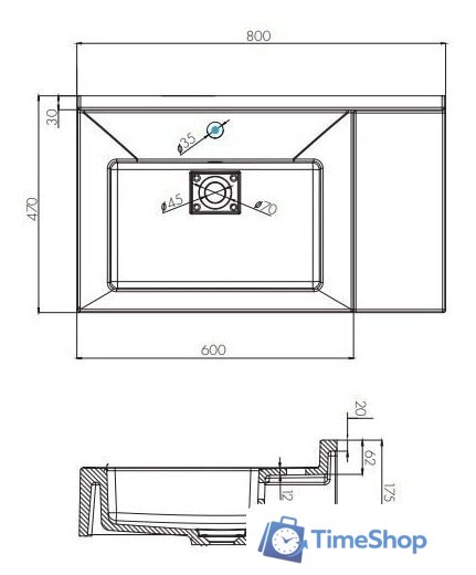 Умывальник Акватон Сакура 80 1A71993KSK010 - Изображение №4 — Интернет-магазин Time-Shop