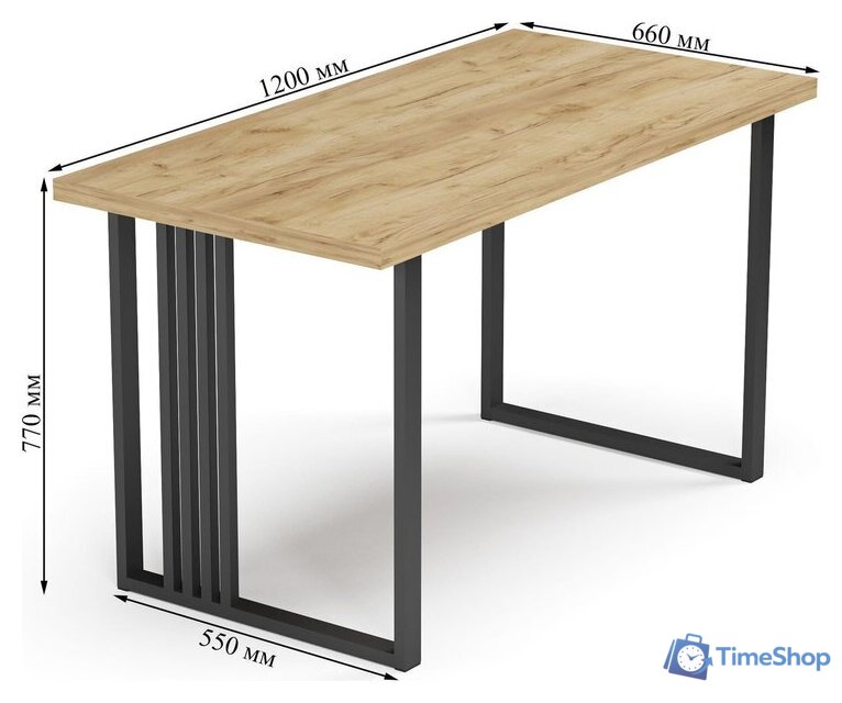 Кухонный стол Mio Tesoro Laim 36 120x66 (дуб крафт золотой/черный) - Изображение №5 — Интернет-магазин Time-Shop