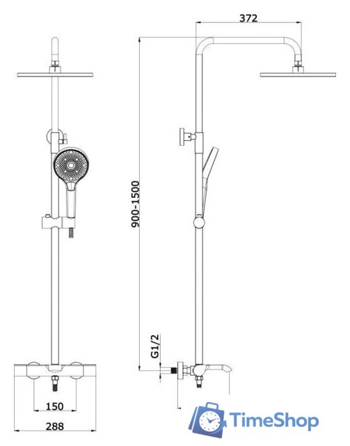 Душевая система  Vieir V343561-C - Изображение №2 — Интернет-магазин Time-Shop