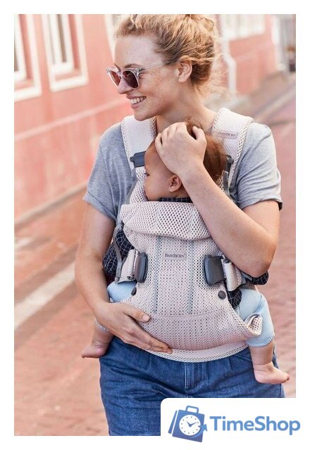Рюкзак-переноска BabyBjorn One Air Mesh (жемчужно-розовый) - Изображение №2 — Интернет-магазин Time-Shop
