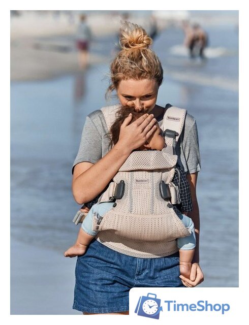 Рюкзак-переноска BabyBjorn One Air Mesh (жемчужно-розовый) - Изображение №5 — Интернет-магазин Time-Shop