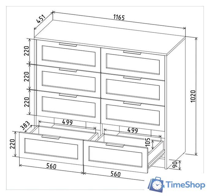 Комод Интерлиния Концепт Тренд КТ-К117 (дуб золотой/индиго) - Изображение №5 — Интернет-магазин Time-Shop