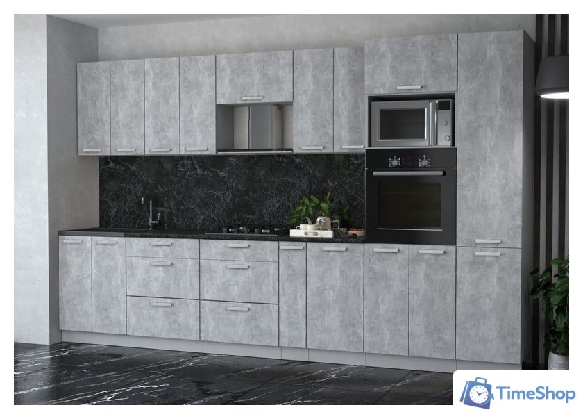 Готовая кухня Интерлиния Мила Лайт 3.6 ВТ (бетон/бетон/кастилло темный) - Изображение №1 — Интернет-магазин Time-Shop