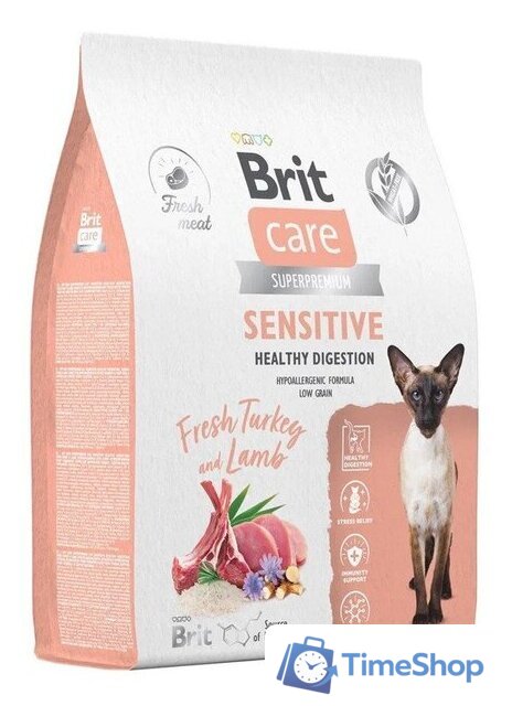 Сухой корм для кошек Brit care Superpremium Sensitive с индейкой и ягненком (чувствительное пищеварение) 7 кг - Изображение №3 — Интернет-магазин Time-Shop