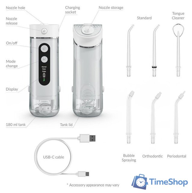 Ирригатор  TrueLife Aquafloss Mini M50 (белый) - Изображение №9 — Интернет-магазин Time-Shop