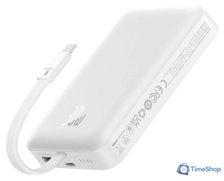 Внешний аккумулятор Baseus Magnetic Fast Charge Power Bank Type-C Edition 30W 10000mAh (белый) - Изображение №1 — Интернет-магазин Time-Shop