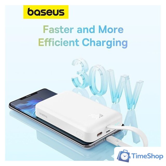Внешний аккумулятор Baseus Magnetic Fast Charge Power Bank Type-C Edition 30W 10000mAh (белый) - Изображение №14 — Интернет-магазин Time-Shop