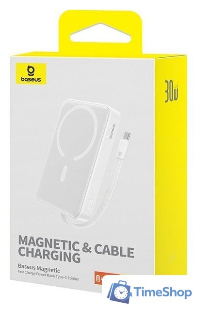 Внешний аккумулятор Baseus Magnetic Fast Charge Power Bank Type-C Edition 30W 10000mAh (белый) - Изображение №7 — Интернет-магазин Time-Shop
