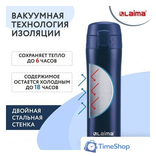 Термокружка Laima 608079 470 мл (синий) - Изображение №3 — Интернет-магазин Time-Shop