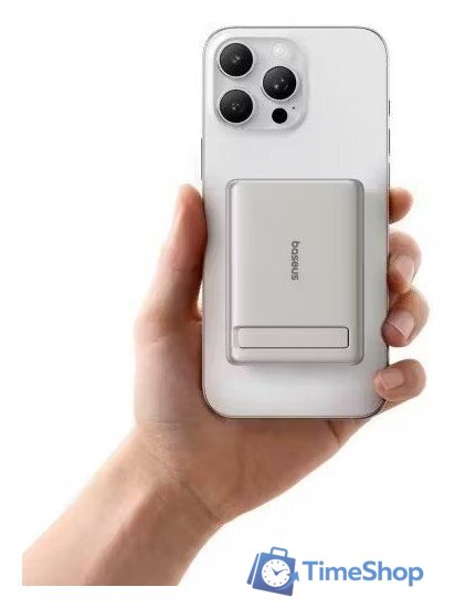 Внешний аккумулятор Baseus PicoGo AM31 Mini Magnetic Power Bank with Stand 20W 5000mAh (титановый) - Изображение №6 — Интернет-магазин Time-Shop