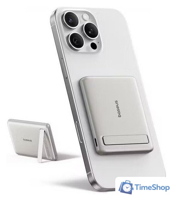 Внешний аккумулятор Baseus PicoGo AM31 Mini Magnetic Power Bank with Stand 20W 5000mAh (титановый) - Изображение №11 — Интернет-магазин Time-Shop