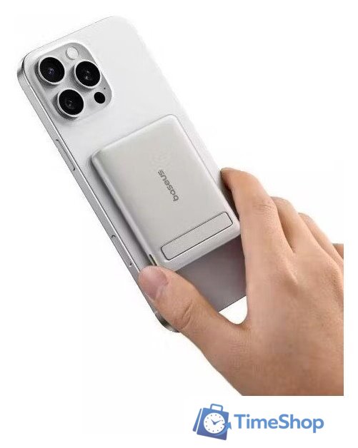 Внешний аккумулятор Baseus PicoGo AM31 Mini Magnetic Power Bank with Stand 20W 5000mAh (титановый) - Изображение №7 — Интернет-магазин Time-Shop