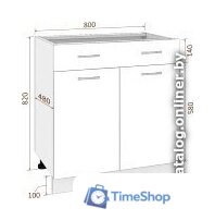 Шкаф напольный Кортекс-мебель Корнелия Лира НШ80р1ш без столешницы (белый) - Изображение №4 — Интернет-магазин Time-Shop