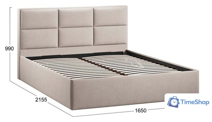 Кровать Трия Стелла Тип 1 160x200 (велюр Мокко светлый) - Изображение №3 — Интернет-магазин Time-Shop