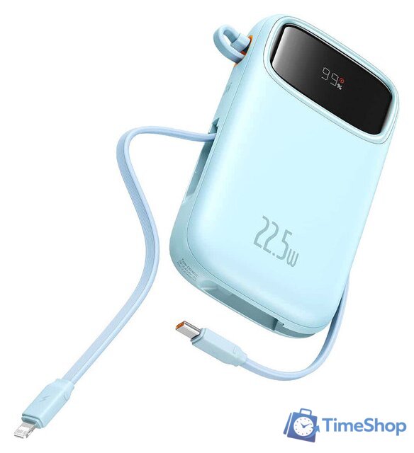 Внешний аккумулятор Baseus Qpow2 Dual-Cable Digital Display Fast Charge Power Bank 22.5W 10000mAh (голубой) - Изображение №1 — Интернет-магазин Time-Shop