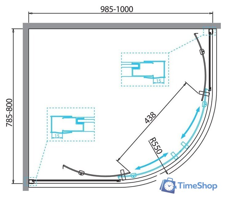 Душевой уголок BelBagno DUE-RH-2-100/80-C-Cr - Изображение №4 — Интернет-магазин Time-Shop