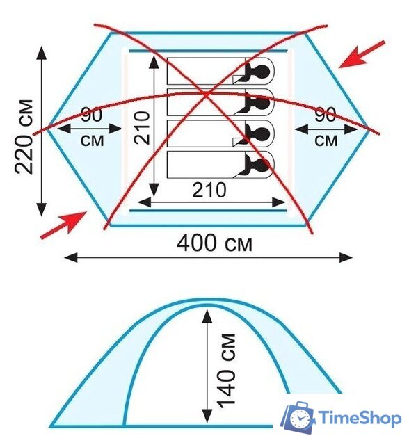 Экспедиционная палатка TRAMP Rock 4 v2 - Изображение №4 — Интернет-магазин Time-Shop