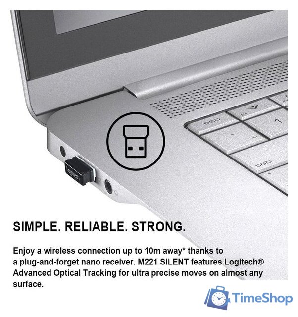 Мышь Logitech M221 (зеленый) - Изображение №2 — Интернет-магазин Time-Shop