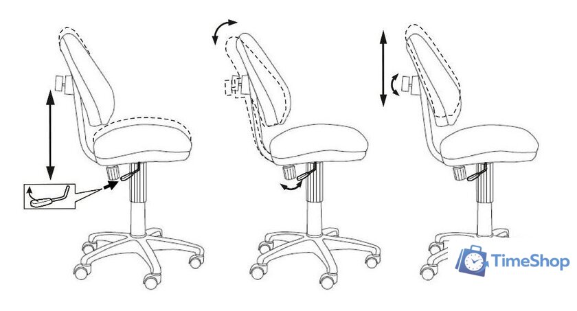 Компьютерное кресло Бюрократ KD-4/STICK-BLUE (голубой) - Изображение №6 — Интернет-магазин Time-Shop