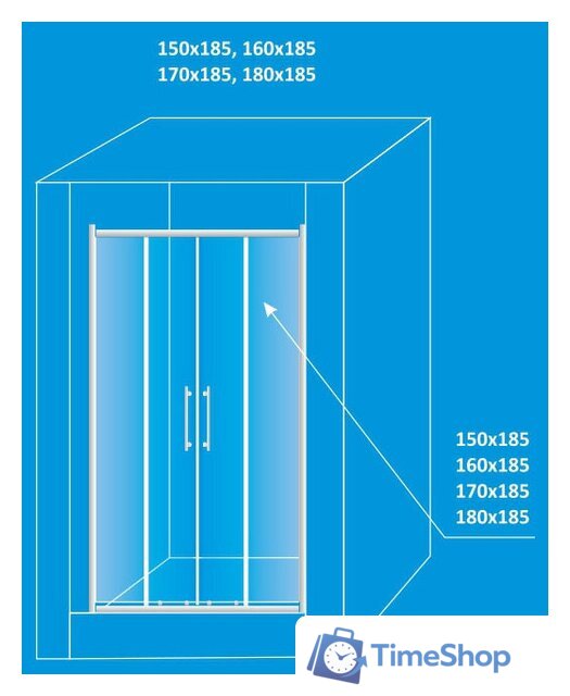 Душевая дверь Водный мир ТА-2 (160x185) - Изображение №3 — Интернет-магазин Time-Shop