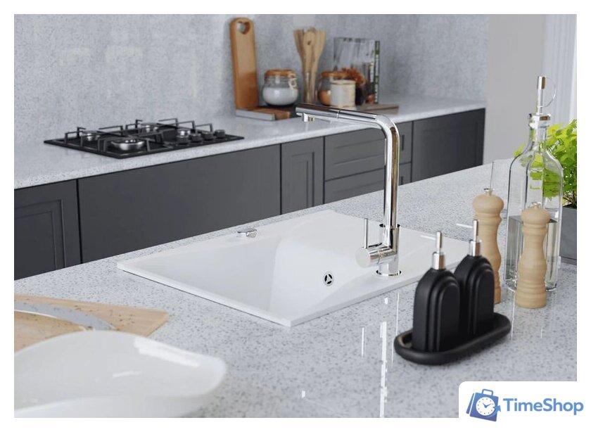 Кухонная мойка Kernau KGS O 4565 1B1D Pure White - Изображение №4 — Интернет-магазин Time-Shop